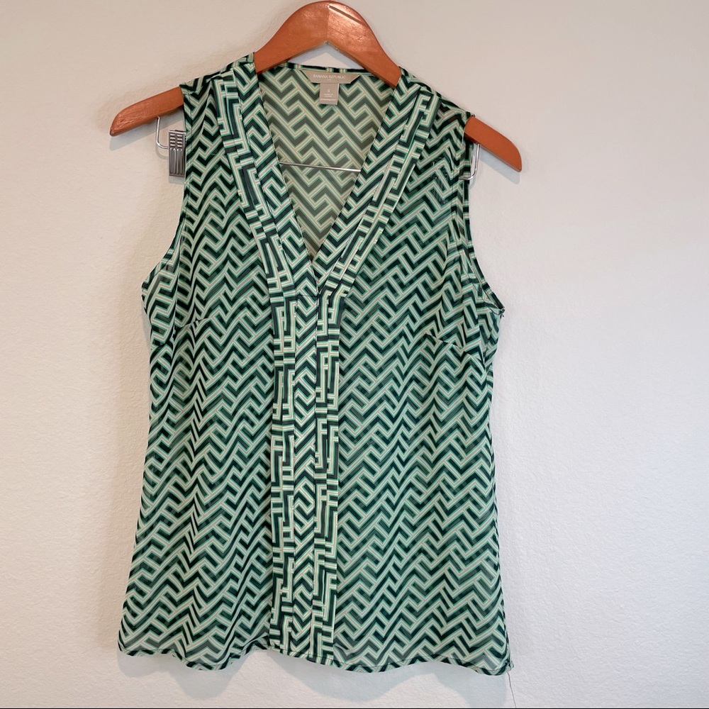 Banana Republic Green/Gray Sheer Sleeveless Blouse